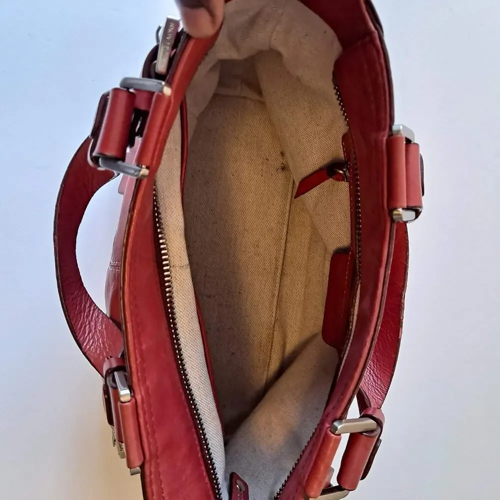 Michael Kors Womens Burnt Orange Leather Hobo Bag w Silver Hardware - Medium